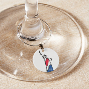 Statue of Liberty NY Red White and Blue Wine Charm