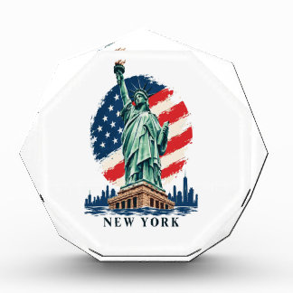 Statue of Liberty NYC American Flag Acrylic Award
