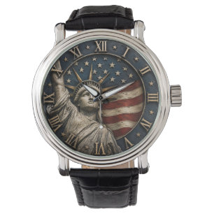 Statue of Liberty Patriotic American Flag USA Watch
