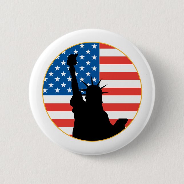 Statue Of Liberty Patriotic Design Button (Front)