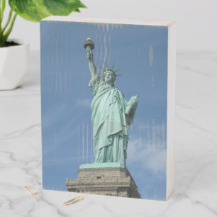 Statue of liberty photo wooden box sign