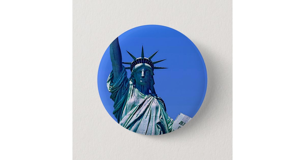 Statue Figure Button Statue of Liberty Pinback Button | Zazzle
