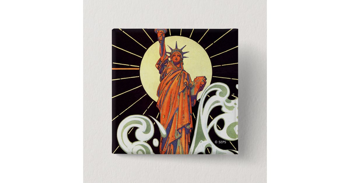 Statue Figure Button Statue of Liberty Pinback Button | Zazzle