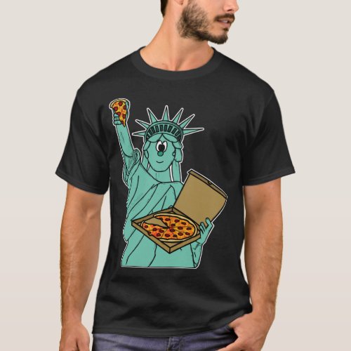 Statue Of Liberty Pizza Independence Day 4th July  T_Shirt