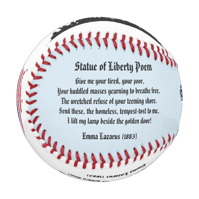 Statue of Liberty Poem, A Nation of Immigrants Baseball (Front Left)