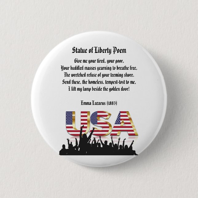 Statue of Liberty Poem, A Nation of Immigrants Button (Front)