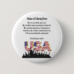 Statue of Liberty Poem, A Nation of Immigrants Button