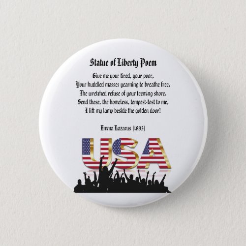 Statue of Liberty Poem A Nation of Immigrants Button