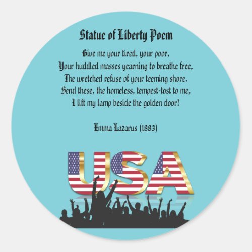 Statue of Liberty Poem A Nation of Immigrants Classic Round Sticker