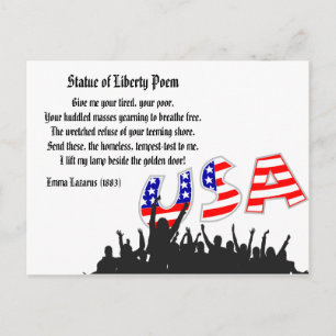 Statue of Liberty Poem, A Nation of Immigrants Postcard