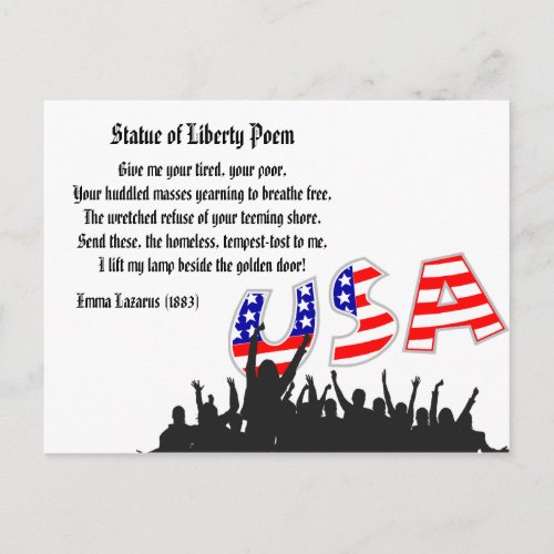 Statue of Liberty Poem A Nation of Immigrants Postcard