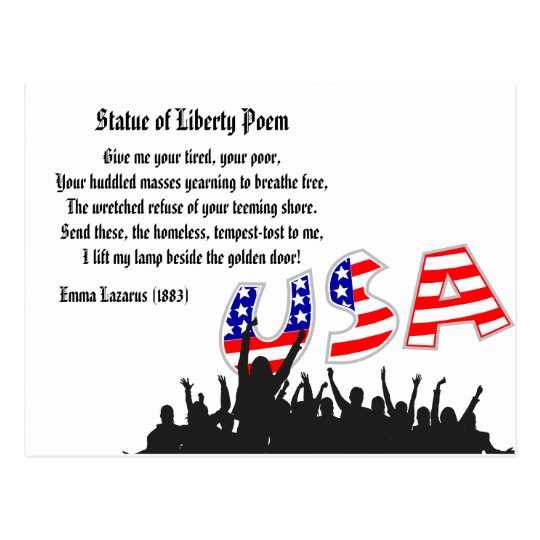 Statue of Liberty Poem, A Nation of Immigrants Postcard | Zazzle.com