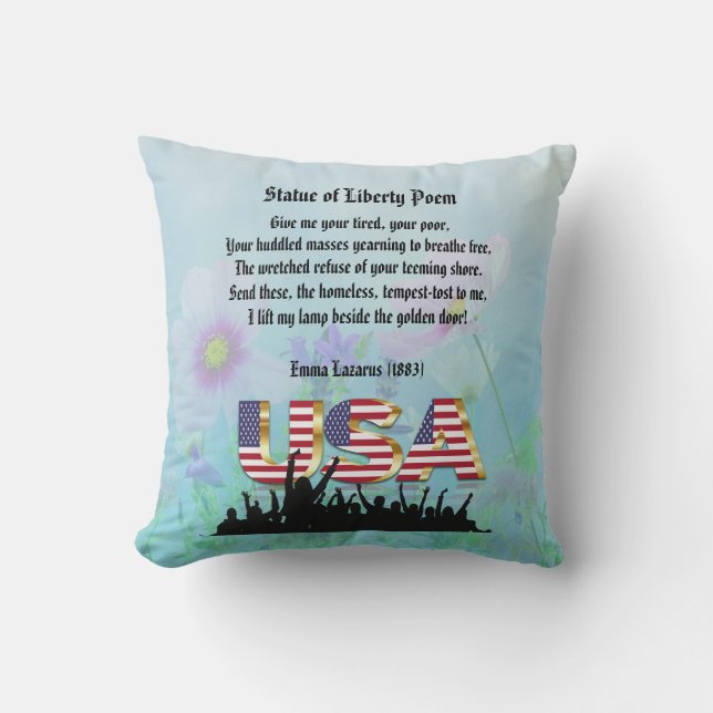 Statue of Liberty Poem, A Nation of Immigrants Throw Pillow (Front)