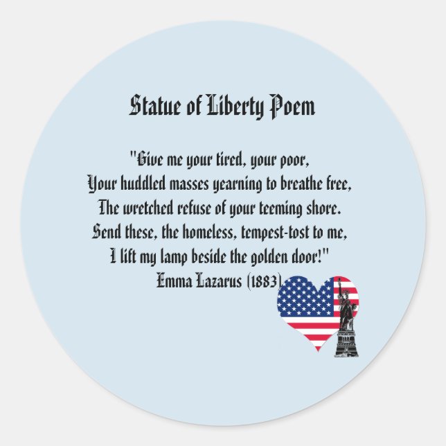 Statue of Liberty Poem Classic Round Sticker (Front)