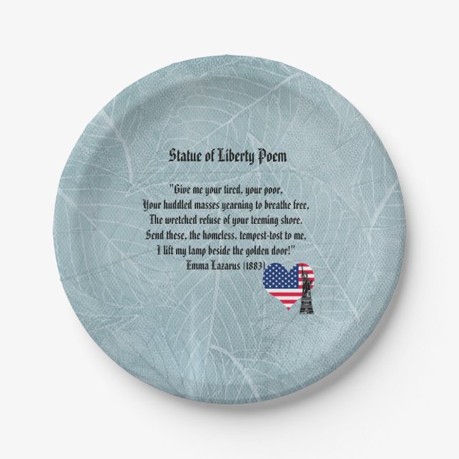 Statue of Liberty Poem Paper Plates (Front)