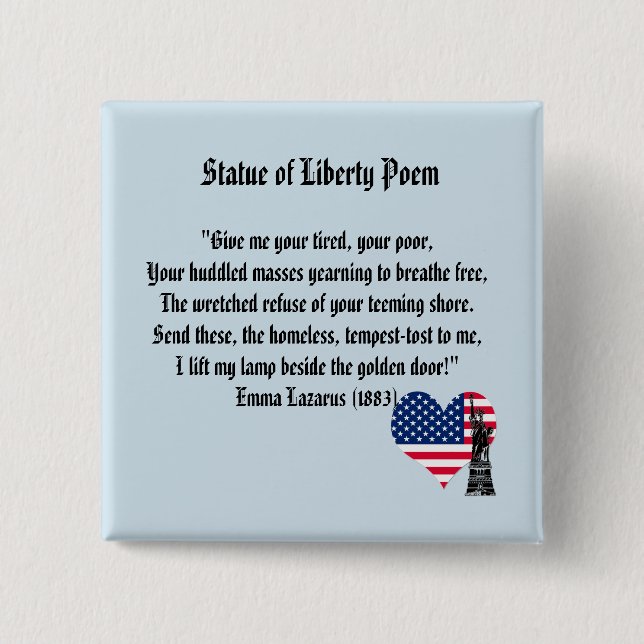 Statue of Liberty Poem Pinback Button (Front)
