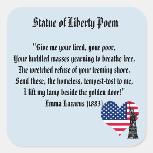 Statue of Liberty Poem Square Sticker