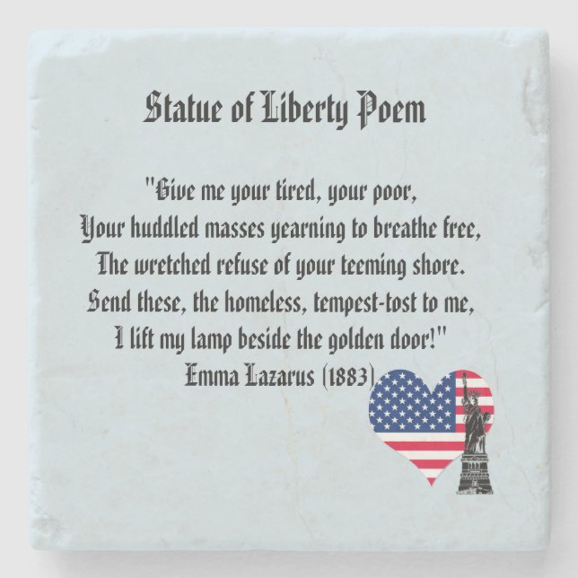 Statue of Liberty Poem Stone Coaster (Front)