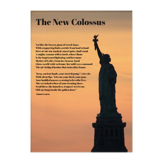 Statue Of Liberty Poem, The New Colossus Acrylic Print | Zazzle.com