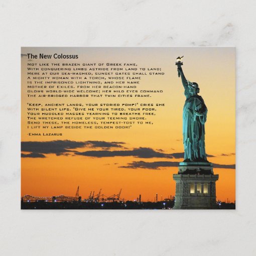 Statue of liberty poem the new colossus postcard zazzle