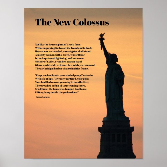 Statue of Liberty Poem, The New Colossus Poster (Front)
