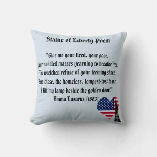 Statue of Liberty Poem Throw Pillow