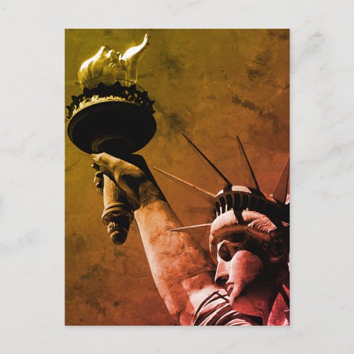 Statue of Liberty Pop Art Autumn Colors Postcard