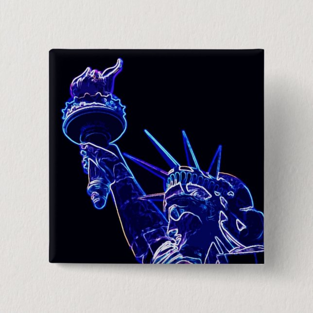 Statue of Liberty Pop Art Button (Front)
