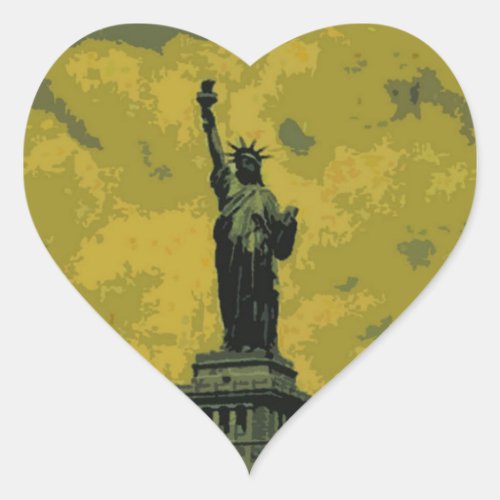 Statue of Liberty Pop Art Heart Sticker