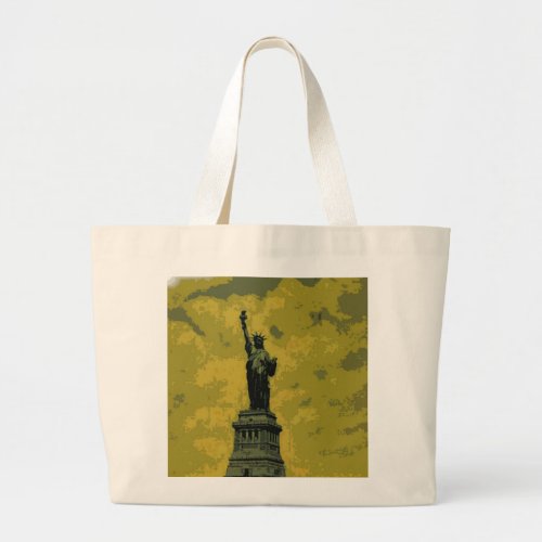 Statue of Liberty Pop Art Large Tote Bag