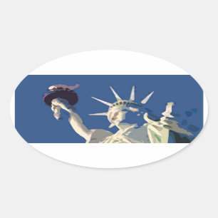 Statue of Liberty Pop Art Oval Sticker