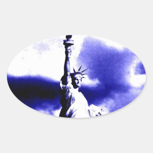 Statue of Liberty Pop Art Oval Sticker