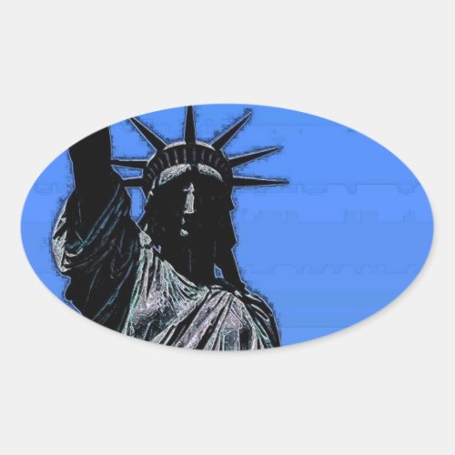 Statue of Liberty Pop Art Oval Sticker