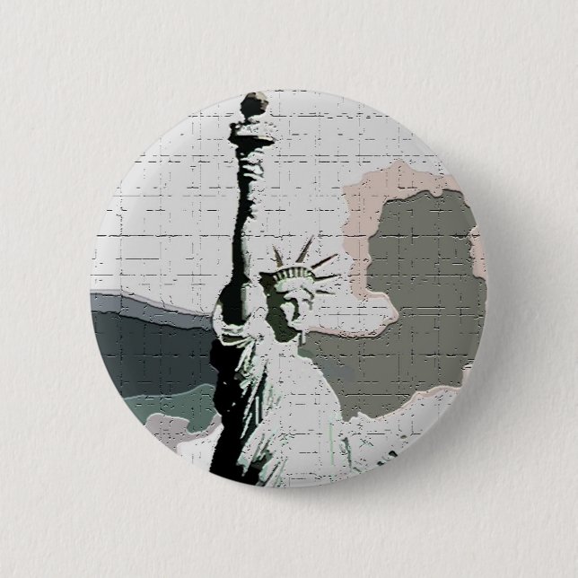 Statue of Liberty Pop Art Pinback Button (Front)