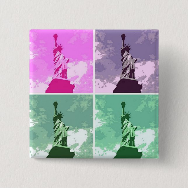 Statue of Liberty Pop Art USA Symbol Button (Front)