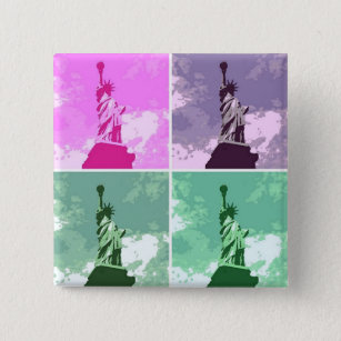 Statue of Liberty Pop Art USA Symbol Button