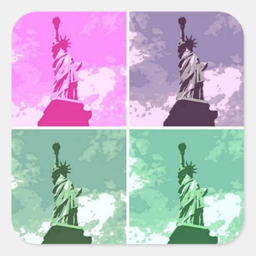 Statue of Liberty Pop Art USA Symbol Square Sticker