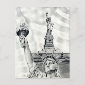 Statue Of Liberty Postcard by DrawingsbyKDM at Zazzle