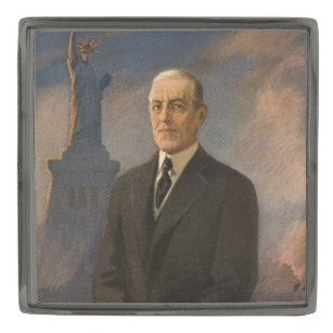 Statue of Liberty & President Woodrow Wilson Gunmetal Finish Lapel Pin