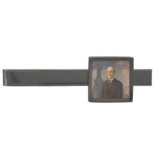Statue of Liberty & President Woodrow Wilson Gunmetal Finish Tie Bar
