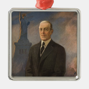 Statue of Liberty & President Woodrow Wilson Metal Ornament