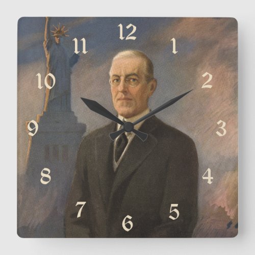 Statue of Liberty  President Woodrow Wilson Square Wall Clock
