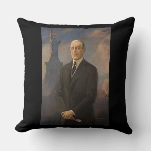 Statue of Liberty  President Woodrow Wilson Throw Pillow