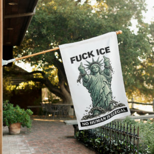 Statue of Liberty Protest • No Human Is Illegal  House Flag