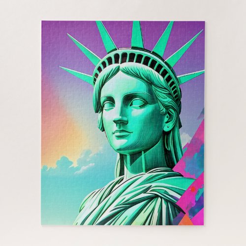 Statue of liberty Psychedelic gradient Art Jigsaw Puzzle