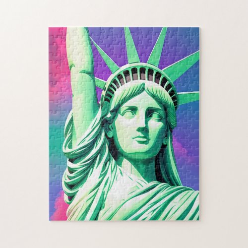 Statue of liberty Psychedelic gradient Art Jigsaw Puzzle