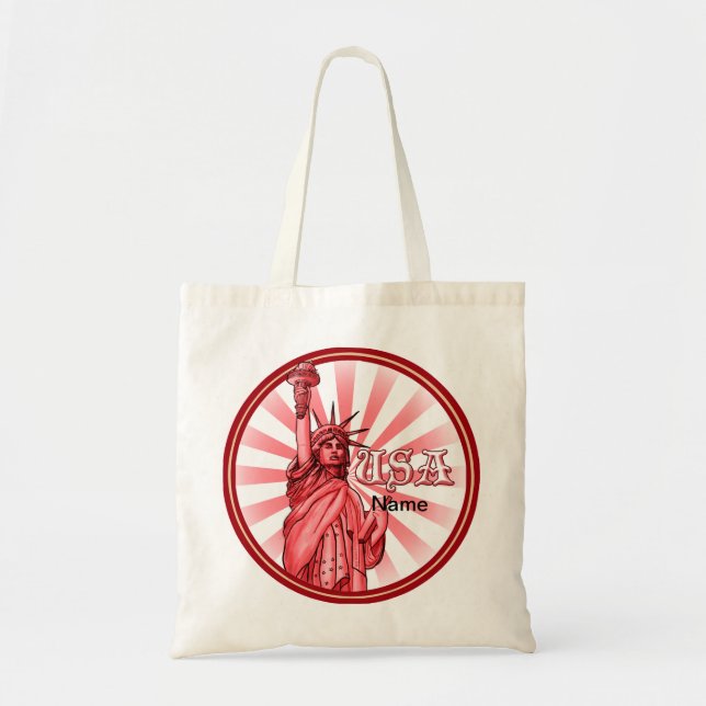 Statue of Liberty Red USA Tote Bag (Front)