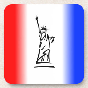 Statue of Liberty Red White Blue Stripe Drink Coaster