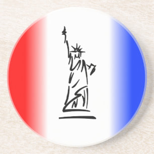 Statue of Liberty Red White Blue Stripe Sandstone Coaster