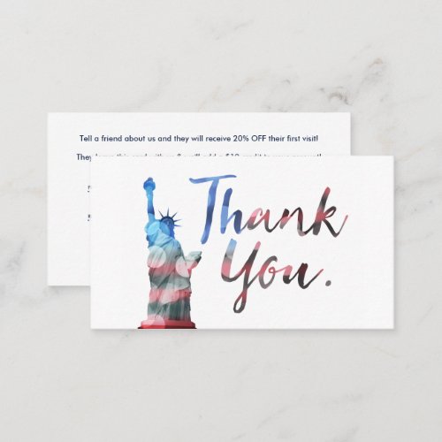 statue of liberty refer a friend program business card